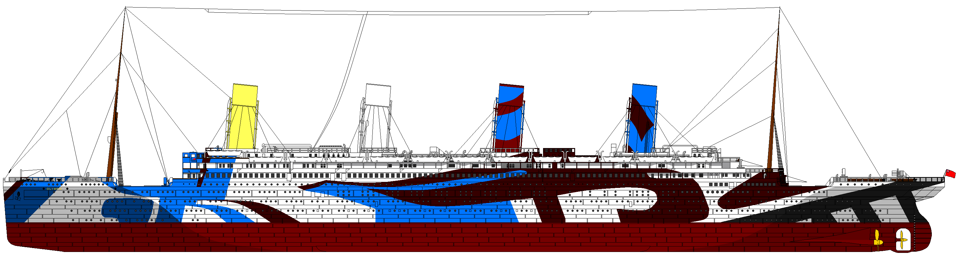 Раскраска Титаник Британик и Олимпик